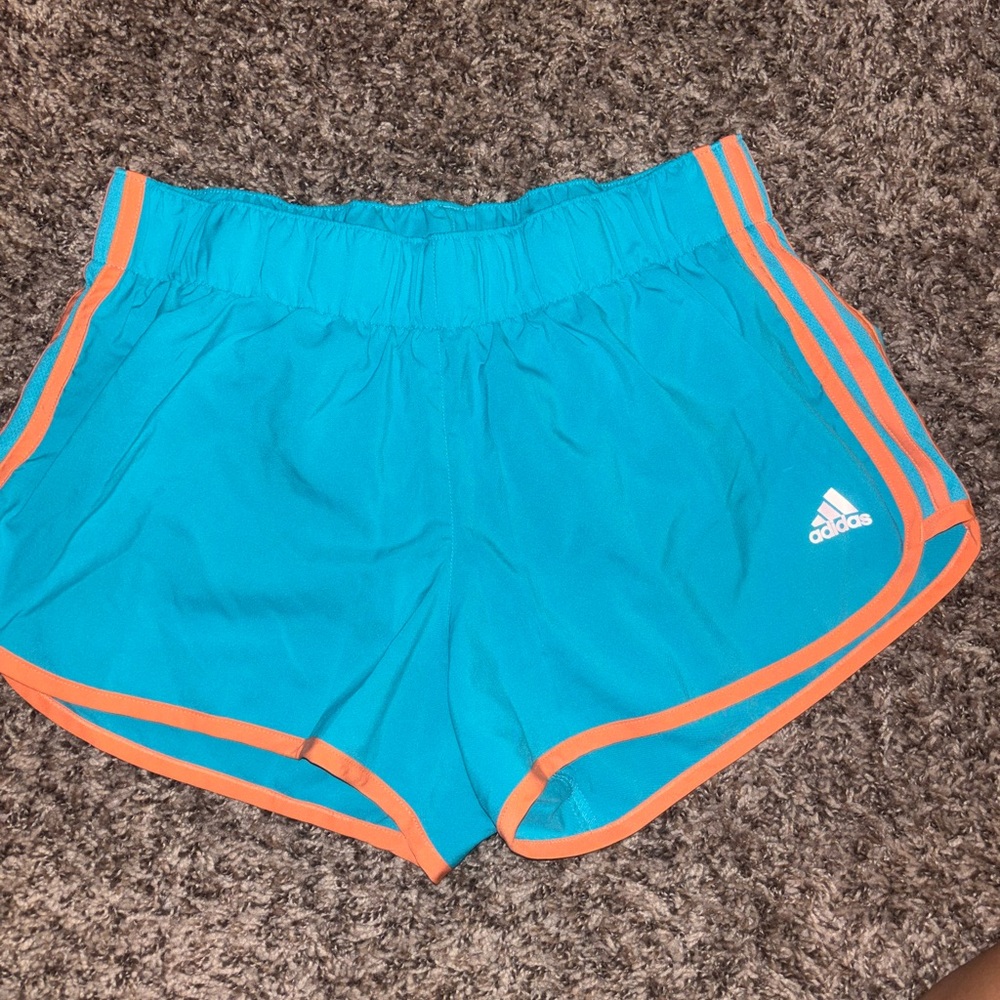 Adidas Women's Teal and Orange Athletic Shorts